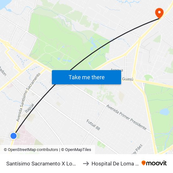 Santísimo Sacramento X Lombardo to Hospital De Loma Pyta map