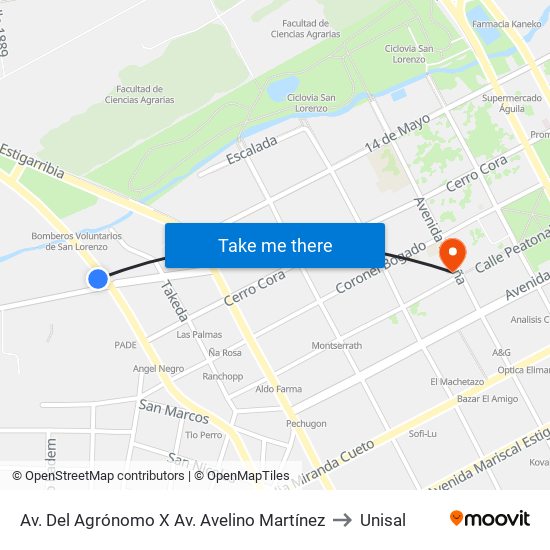 Av. Del Agrónomo X Av. Avelino Martínez to Unisal map
