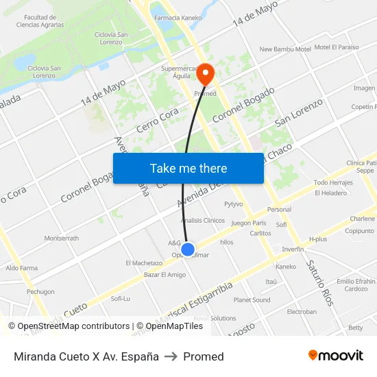 Julia M. Cueto X España to Promed map