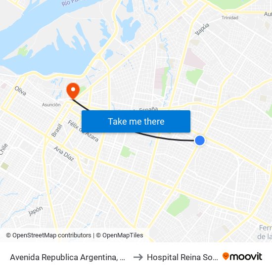 Avenida Republica Argentina, 201 to Hospital Reina Sofia map