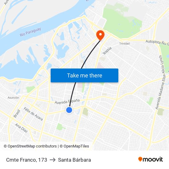 Cmte Franco, 173 to Santa Bárbara map