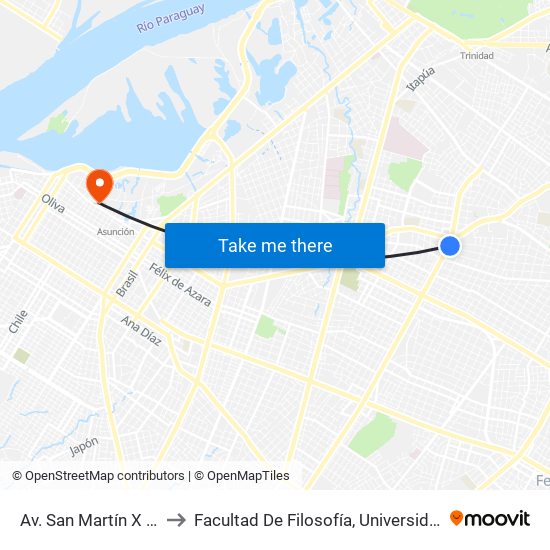 Av. San Martín X Austria to Facultad De Filosofía, Universidad Católica map
