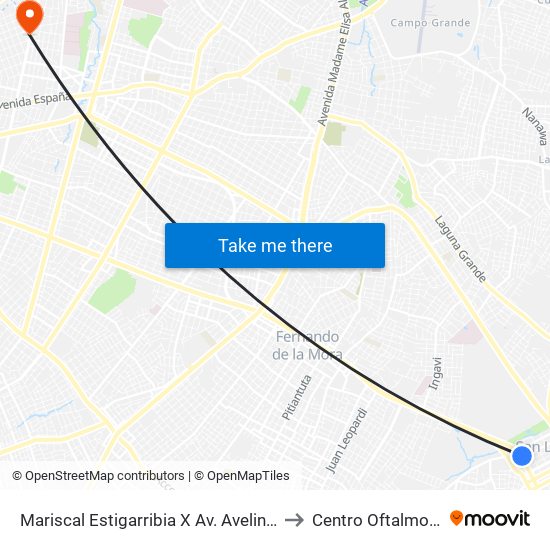 Mariscal Estigarribia X Av. Avelino Martínez to Centro Oftalmologico map