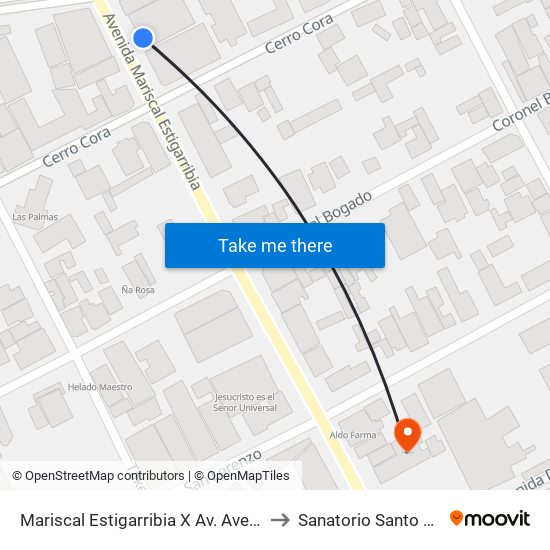 Mariscal Estigarribia X Av. Avelino Martínez to Sanatorio Santo Domingo map