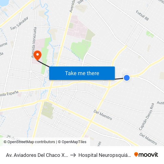 Av. Aviadores Del Chaco X Frutos De González to Hospital Neuropsquiátrico De Asunción map
