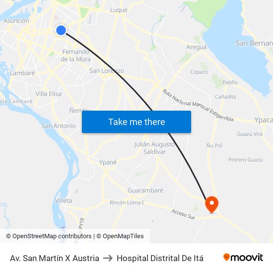 Av. San Martín X Austria to Hospital Distrital De Itá map