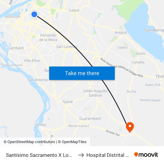 Santísimo Sacramento X Lombardo to Hospital Distrital De Itá map