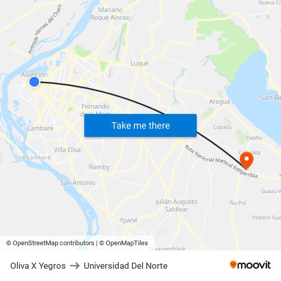 Oliva X Yegros to Universidad Del Norte map