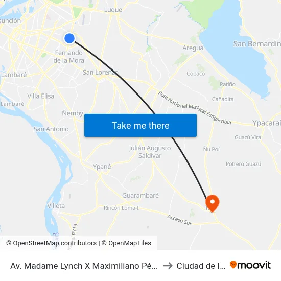 Av. Madame Lynch X Maximiliano Pérez to Ciudad de Ita map