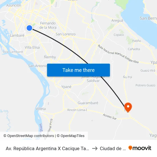 Av. República Argentina X Cacique Tabapy to Ciudad de Ita map