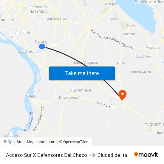 Acceso Sur X Defensores Del Chaco to Ciudad de Ita map