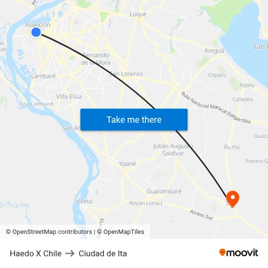 Haedo X Chile to Ciudad de Ita map