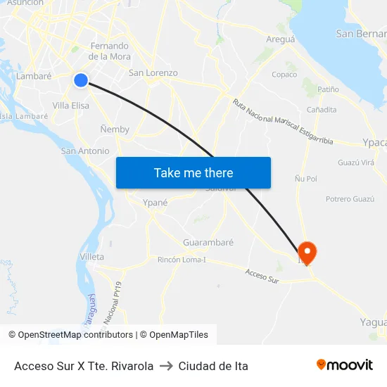 Acceso Sur X Tte. Rivarola to Ciudad de Ita map