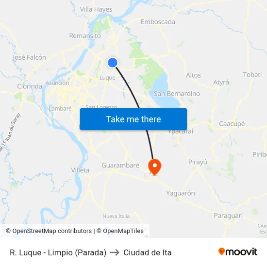 R. Luque - Limpio (Parada) to Ciudad de Ita map