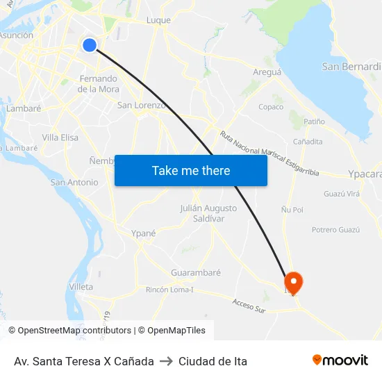 Av. Santa Teresa X Cañada to Ciudad de Ita map
