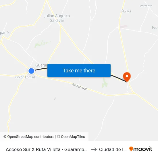 Acceso Sur X Ruta Villeta - Guarambaré to Ciudad de Ita map