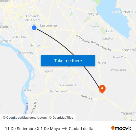 11 De Setiembre X 1 De Mayo to Ciudad de Ita map
