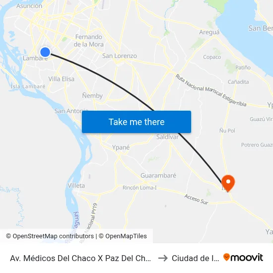 Av.  Médicos Del Chaco X Paz Del Chaco to Ciudad de Ita map