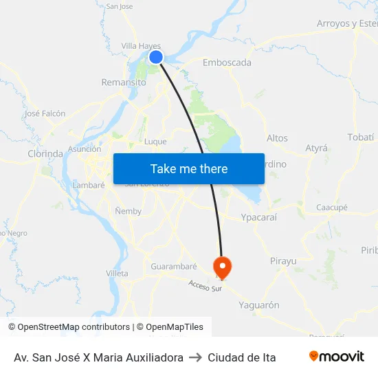 Av. San José X Maria Auxiliadora to Ciudad de Ita map
