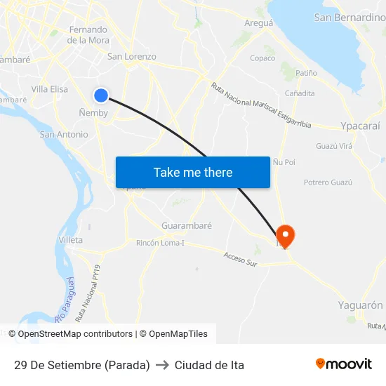 29 De Setiembre (Parada) to Ciudad de Ita map