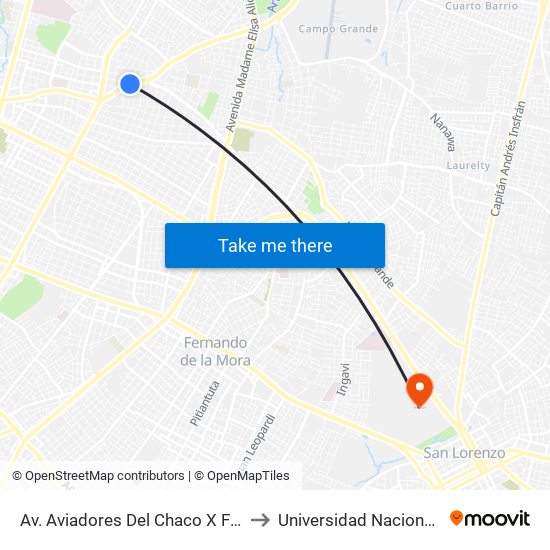 Av. Aviadores Del Chaco X Frutos De González to Universidad Nacional de Asunción map