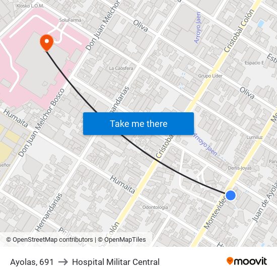 Ayolas, 691 to Hospital Militar Central map