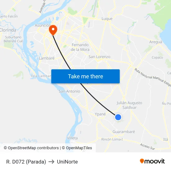 R. D072 (Parada) to UniNorte map