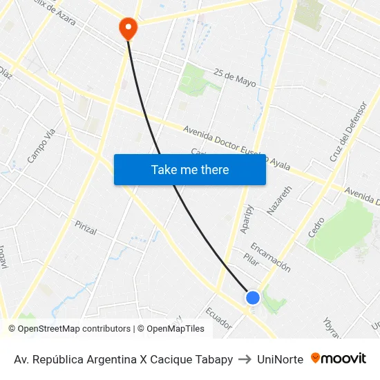 Av. República Argentina X Cacique Tabapy to UniNorte map