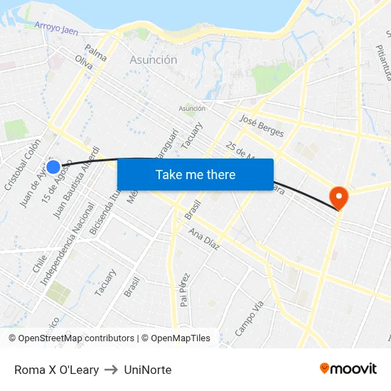 Roma X O'Leary to UniNorte map