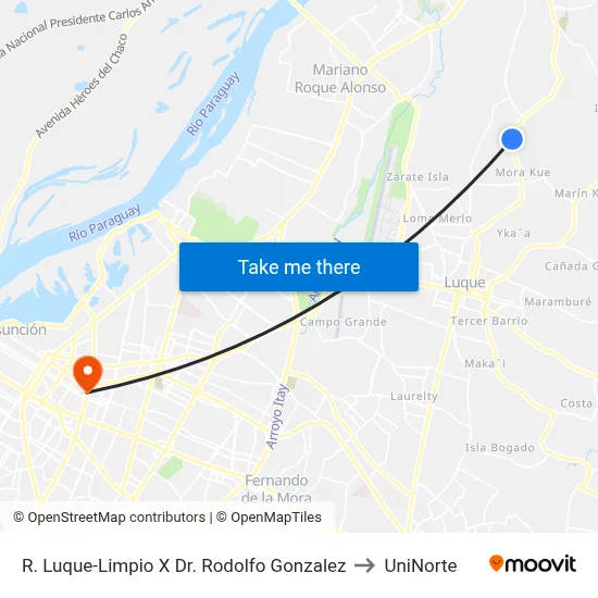 R. Luque-Limpio X Dr. Rodolfo Gonzalez to UniNorte map