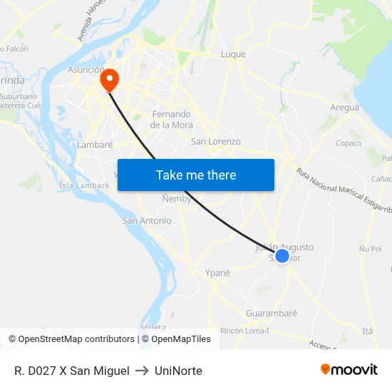R. D027 X San Miguel to UniNorte map