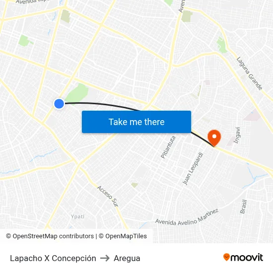 Lapacho X Concepción to Aregua map