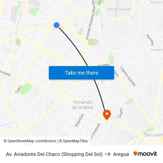 Av. Aviadores Del Chaco (Shopping Del Sol) to Aregua map