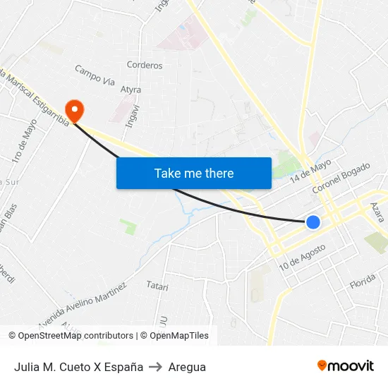 Julia M. Cueto X España to Aregua map