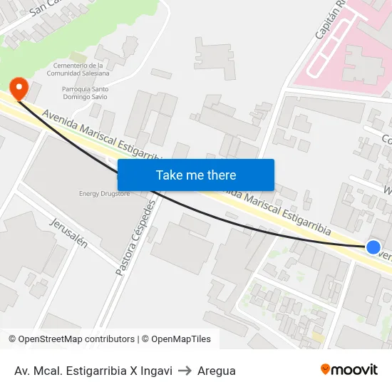 Av. Mcal. Estigarribia X Ingavi to Aregua map