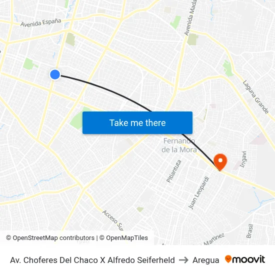 Av. Choferes Del Chaco X Alfredo Seiferheld to Aregua map