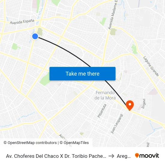 Av. Choferes Del Chaco X Dr. Toribio Pacheco to Aregua map