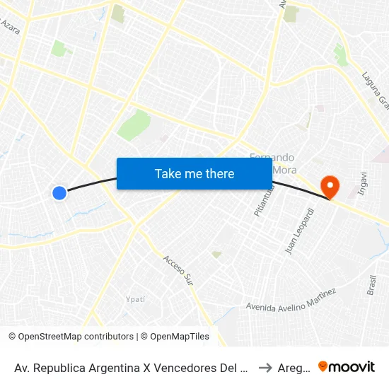 Av. Republica Argentina X Vencedores Del Chaco to Aregua map