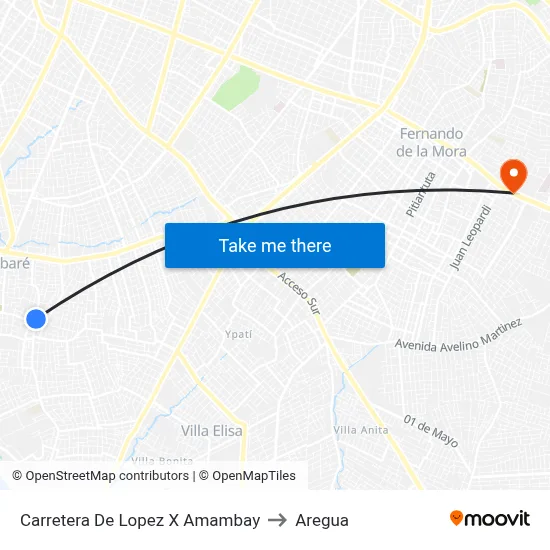 Carretera De Lopez X Amambay to Aregua map