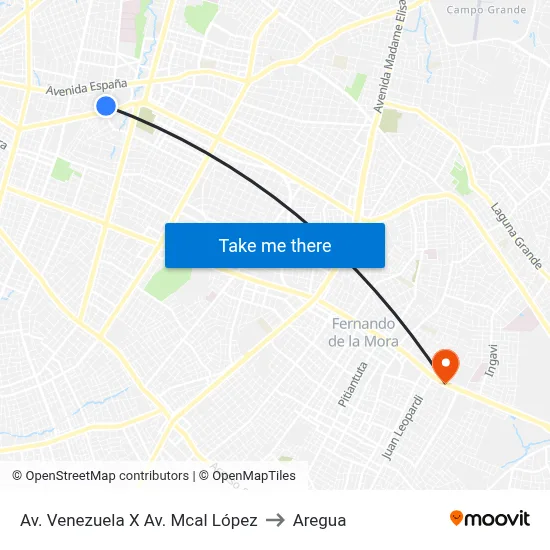 Av. Venezuela X Av. Mcal López to Aregua map