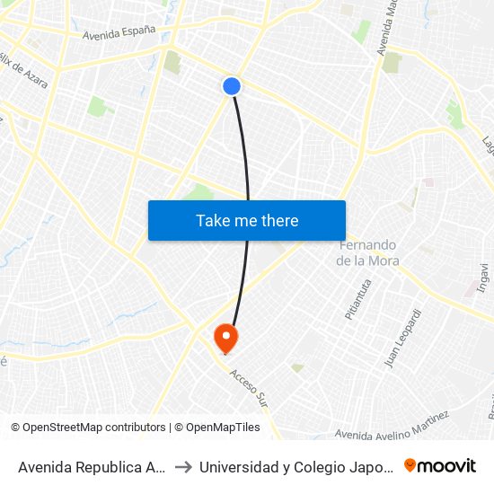 Avenida Republica Argentina, 201 to Universidad y Colegio Japonés Nihon Gakko map