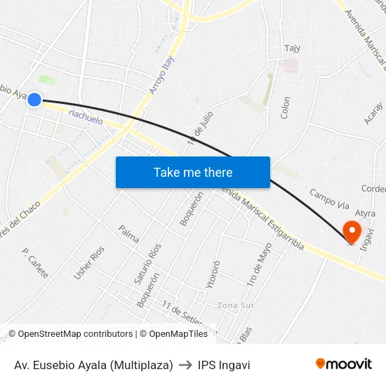 Av. Eusebio Ayala (Multiplaza) to IPS Ingavi map