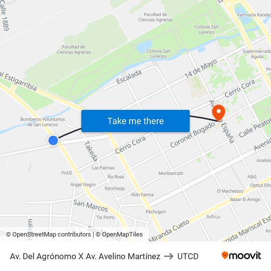 Av. Del Agrónomo X Av. Avelino Martínez to UTCD map