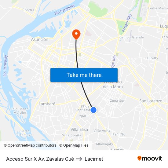 Acceso Sur X Av. Zavalas Cué to Lacimet map
