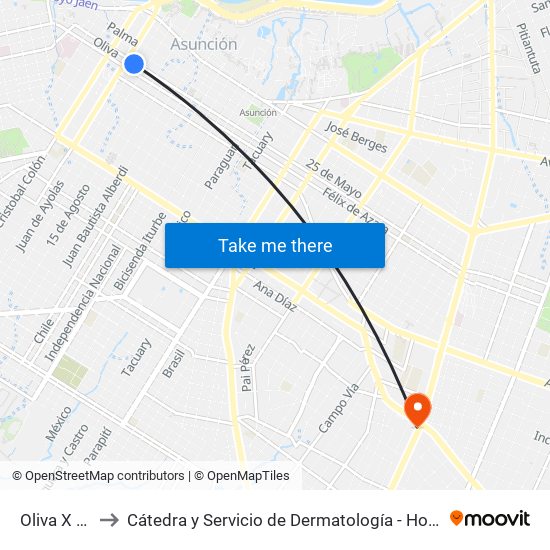 Oliva X Ayolas to Cátedra y Servicio de Dermatología - Hospital de Clínicas UNA map