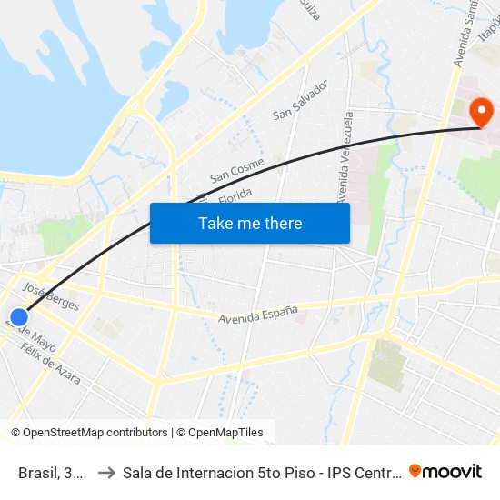 Brasil, 312 to Sala de Internacion 5to Piso - IPS Central map