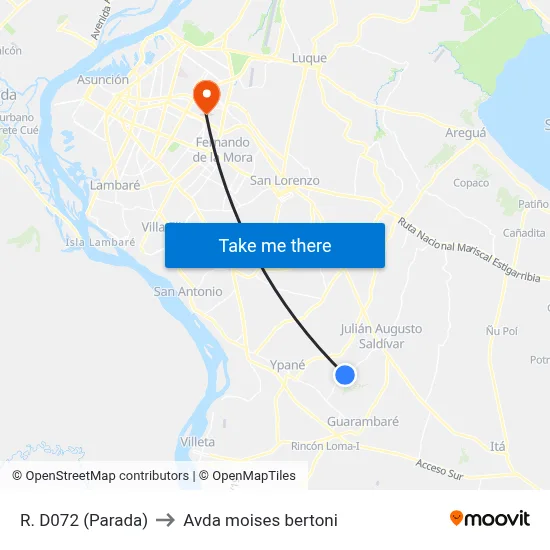 R. D072 (Parada) to Avda moises bertoni map