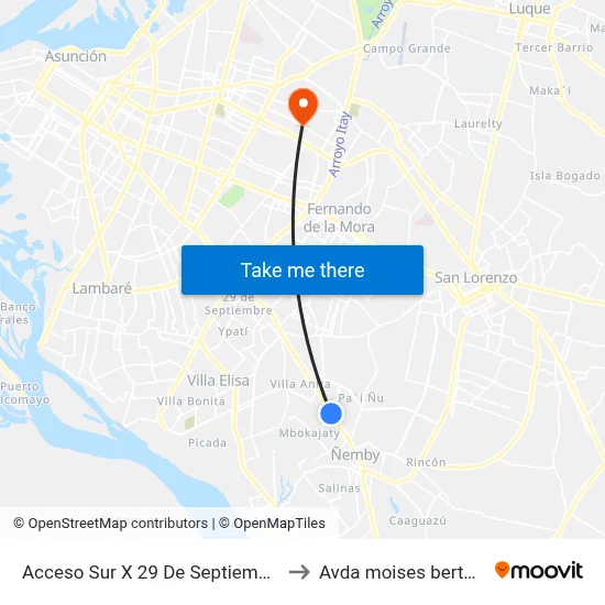Acceso Sur X 29 De Septiembre to Avda moises bertoni map