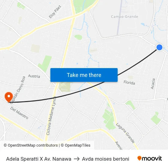 Adela Speratti X Av. Nanawa to Avda moises bertoni map