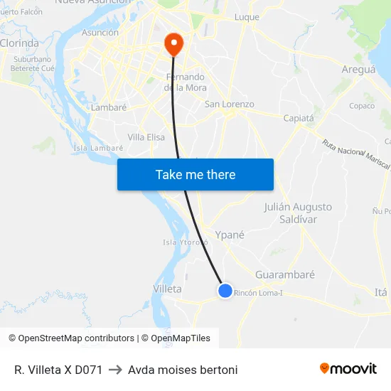 R. Villeta X D071 to Avda moises bertoni map